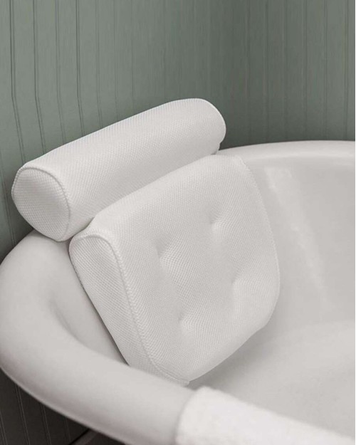 1pc Suction Cup Bathtub Pillow White Simple Bath Pillow For Household