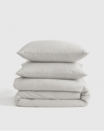 Organic Brushed Cotton Duvet Cover Set - Light Grey