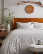 Organic Brushed Cotton Duvet Cover Set - Light Grey