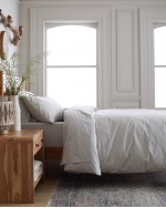 Organic Brushed Cotton Duvet Cover Set - Light Grey