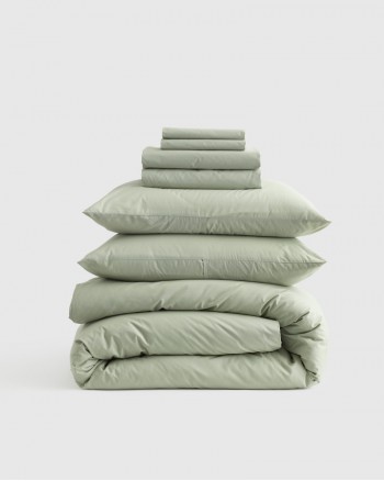 Classic Organic Percale Deluxe Bedding Bundle - Sage