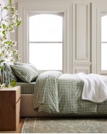 Classic Organic Percale Duvet Cover - Olive Gingham