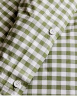 Classic Organic Percale Duvet Cover - Olive Gingham