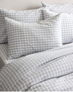 Classic Organic Percale Duvet Cover Set - Blue Fog Gingham