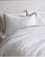 Classic Organic Percale Border Duvet Cover Set - White/Light Grey