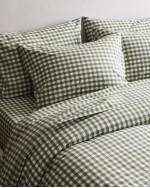 Classic Organic Percale Gingham Sham Set - Olive