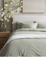 Classic Organic Percale Gingham Sham Set - Olive