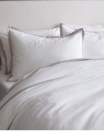 Classic Organic Percale Border Deluxe Bedding Bundle - White/Light Grey