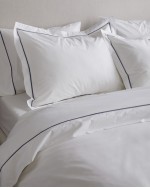 Classic Organic Percale Embroidered Deluxe Bedding Bundle - White/Navy