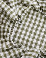 European Linen Gingham Fitted Sheet Set - Olive