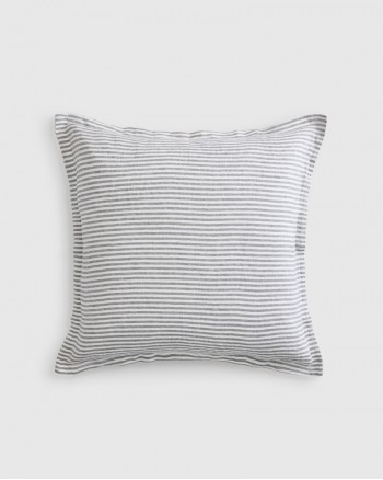 European Linen Euro Sham - Grey/White Stripe