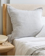 European Linen Euro Sham - Grey/White Stripe