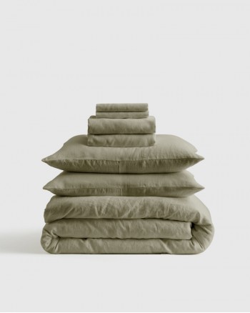 European Linen Duvet Deluxe Bundle - Willowleaf