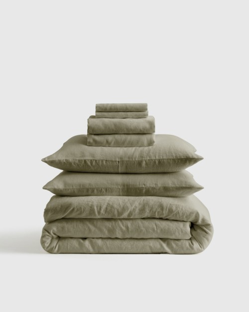 European Linen Duvet Deluxe Bundle - Willowleaf