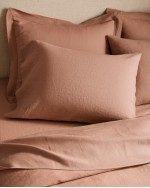 European Linen Double Flange Sham Set - Desert Sunset