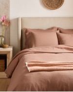 European Linen Double Flange Sham Set - Desert Sunset