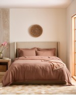 European Linen Double Flange Sham Set - Desert Sunset