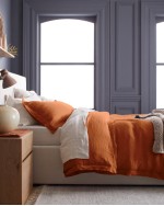 European Linen Double Flange Duvet Cover Set - Terracotta