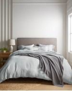 European Linen Duvet Cover Set - Mist