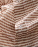 European Linen Stripe Duvet Cover Set - Terracotta/White Stripe