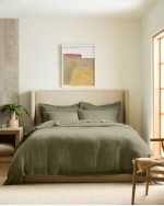 European Linen Double Flange Deluxe Bedding Bundle - Willowleaf