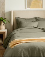 European Linen Double Flange Deluxe Bedding Bundle - Willowleaf