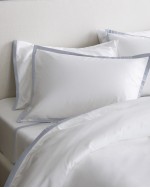 Luxury Organic Sateen Border Deluxe Bedding Bundle - White/Light Blue